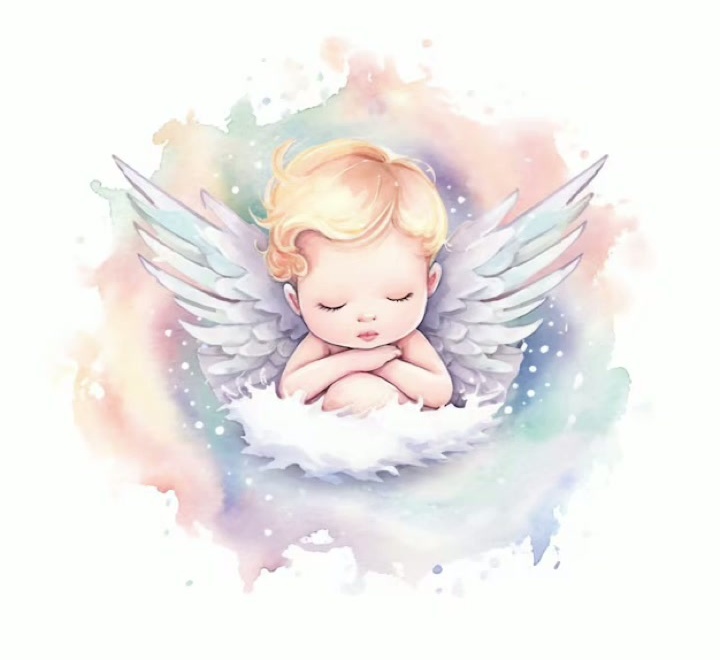 A soft watercolor angel baby shared in memory of Natalie's baby